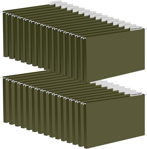 30 Pack 11 x 17 Extra Capacity Hanging File Folders for Filing Cabinet Organizer Heavy Duty Expanding Hang Folders 1/5 Cut Adjustable Clear Plastic Tabs Includes Rod Hangers (Blue) in Saudi Arabia
