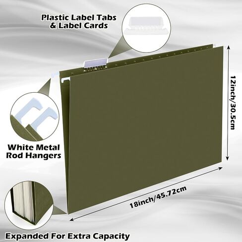 30 Pack 11 x 17 Extra Capacity Hanging File Folders for Filing Cabinet Organizer Heavy Duty Expanding Hang Folders 1/5 Cut Adjustable Clear Plastic Tabs Includes Rod Hangers (Blue) in Saudi Arabia