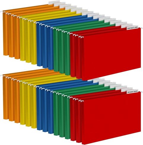 30 Pack 11 x 17 Extra Capacity Hanging File Folders for Filing Cabinet Organizer Heavy Duty Expanding Hang Folders 1/5 Cut Adjustable Clear Plastic Tabs Includes Rod Hangers (Blue) in Saudi Arabia