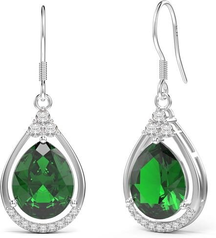 18K White Gold Plated Sterling Silver Teardrop Cubic Zirconia Drop Dangle Earrings for Women Pear Cut CZ Diamond Dangle Earrings Hypoallergenic Jewelry (Pink) in Kuwait
