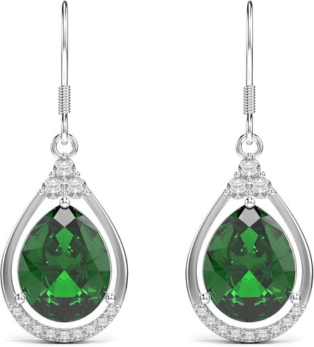 18K White Gold Plated Sterling Silver Teardrop Cubic Zirconia Drop Dangle Earrings for Women Pear Cut CZ Diamond Dangle Earrings Hypoallergenic Jewelry (Pink) in Kuwait