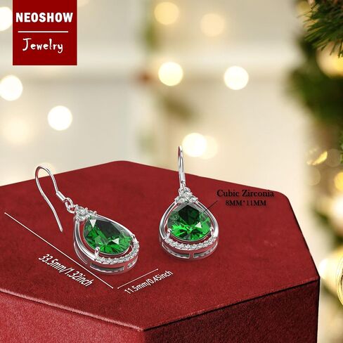 18K White Gold Plated Sterling Silver Teardrop Cubic Zirconia Drop Dangle Earrings for Women Pear Cut CZ Diamond Dangle Earrings Hypoallergenic Jewelry (Pink) in Kuwait