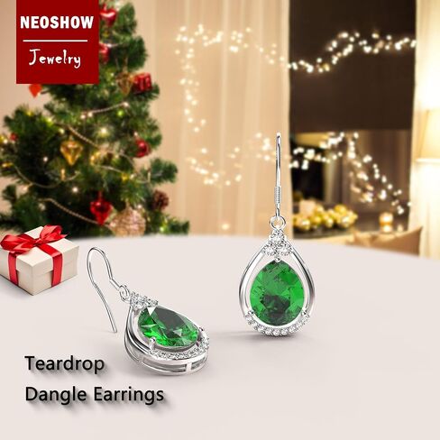 18K White Gold Plated Sterling Silver Teardrop Cubic Zirconia Drop Dangle Earrings for Women Pear Cut CZ Diamond Dangle Earrings Hypoallergenic Jewelry (Pink) in Kuwait