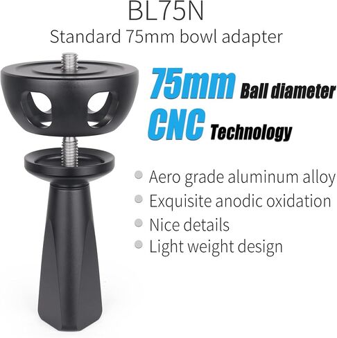 INNOREL 2.95in/75mm Universal Bowl Adapter, CNC Aluminum Alloy Metal Half Ball Bowl Leveler Adapter Convert Video Bowl with 3/8 in Screw Mount on Tripods and Fluid Head for INNOREL RT90C/LT364C/LT324C in Saudi Arabia