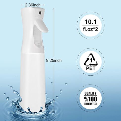 Continuous Spray Bottle for Hair (10.1oz/300ml) 2 Pack Mister Spray Bottles for Cleaning Empty Ultra Fine Water Mist Sprayer for Hairstyling Plant Garden Curly Hair Etc (Pink Transparent) in Saudi Arabia