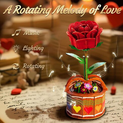 3D Puzzle for Adults, 3D Wooden Puzzles with Music Lights Rotation, Lifelike Rose Flower in Saudi Arabia
