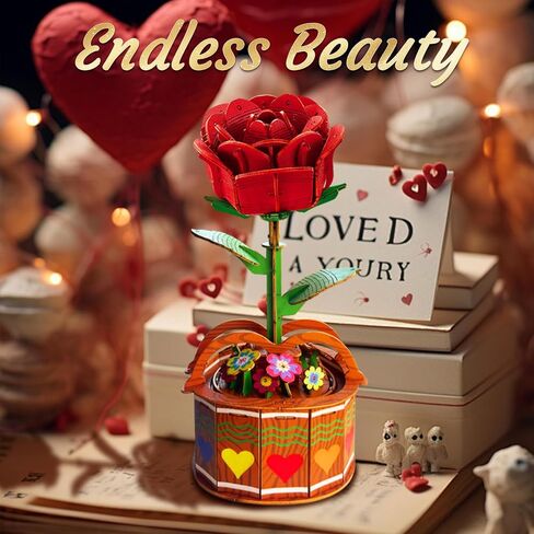 3D Puzzle for Adults, 3D Wooden Puzzles with Music Lights Rotation, Lifelike Rose Flower in Saudi Arabia
