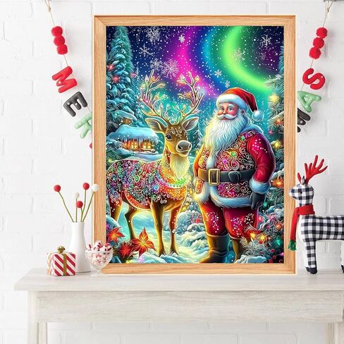 Bowetile Diamond Art Painting Kits for Adults Christmas, 5D Diamond Art Painting Kit Winter Candles, DIY Full Round Drill Diamond Dots Paintings Picture Gem Art Craft for Home Wall Decor 12 x 16 Inch in Kuwait