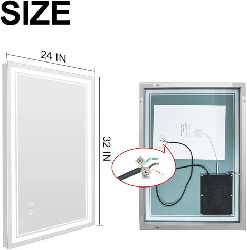 SaniteModar LED Bathroom Mirror, 55 x 36 inch Bthroom Led Mirror with Lights, Dimmable 3 Color, Anti Fog Wall Mounted Vanity Mirror with Touch Horizontal/Vertical… in Saudi Arabia