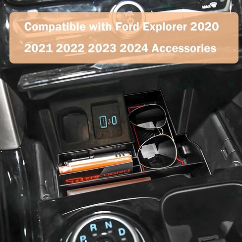 TACOBRO Center Console Tray Compatible with Ford Explorer 2020 2021 2022 2023 2024 Accessories,Compartment Insert Organizer Secondary Storage Box ABS Material in Saudi Arabia