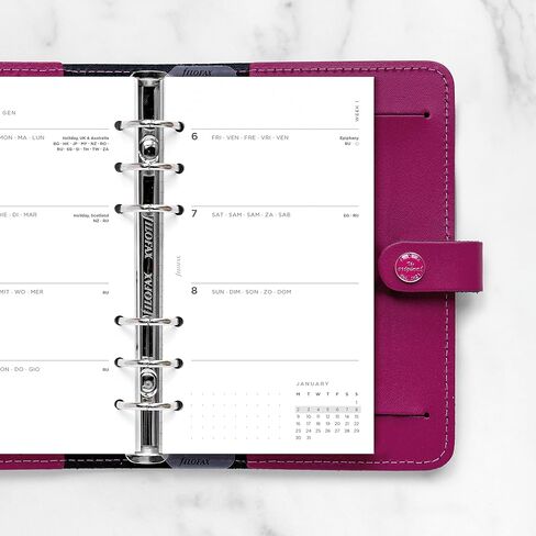 Filofax Calendar Diary Refill, Personal/Compact Size, Week-to-View, Minimal Diary Pack, White Paper, Multilingual: Five Languages, 2024 (C68490-24) in Saudi Arabia