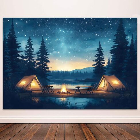 7X5FT Forest Scene Camping Backdrop, Photography Background for Children & Adults, Birthday Party Banner Decorations, Campfire Tent Photo Shoot Backdrop (Polyester) in Saudi Arabia