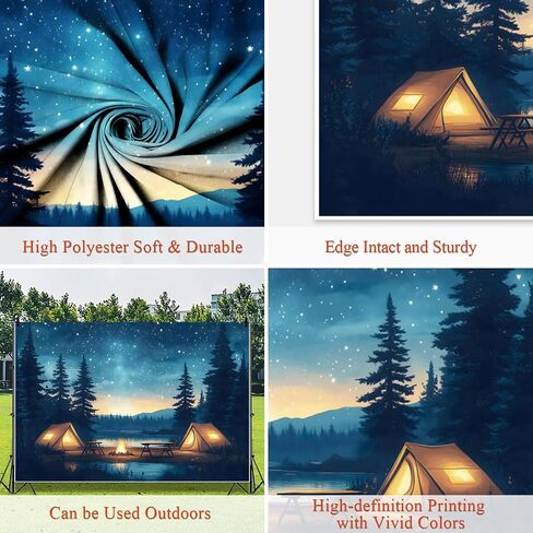 7X5FT Forest Scene Camping Backdrop, Photography Background for Children & Adults, Birthday Party Banner Decorations, Campfire Tent Photo Shoot Backdrop (Polyester) in Saudi Arabia