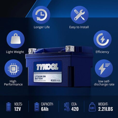 YTX7A-BS 12.8V 4Ah 240CCA High Performance Lithium Powersports Battery with Smart BMS, Compatible Motorcycle, Scooter,ATV, UTV, Snowmobiles,4 Wheeler, Lawn Mower, and Generator Battery in Saudi Arabia
