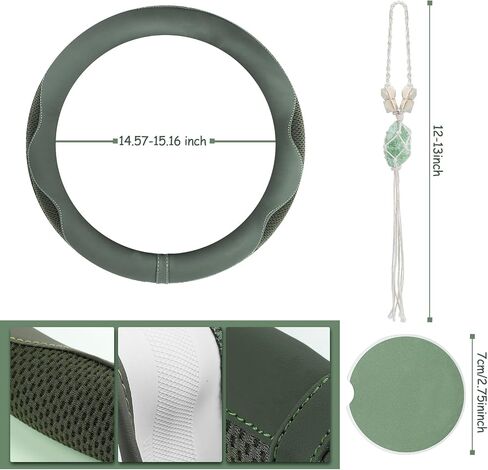 BBTO Purple Car Accessory Set Steering Wheel Cover, Ceramic Coasters, Daisy Flower Air Vent Clip Car Air Freshener, Crystal Car Hanging Ornament in Saudi Arabia