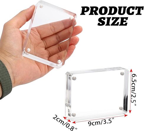 BTSKY 2 Set Clear Acrylic Business Card Display Stand Fits 2.5x3.5 Inches Cards, Magnetic Card Easel Holders Case Durable Name Card Display Rack for Desk Mini Acrylic Picture Frames for Home & Office in Saudi Arabia