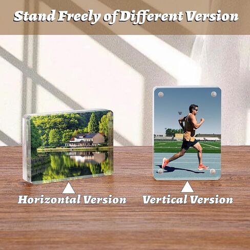 BTSKY 2 Set Clear Acrylic Business Card Display Stand Fits 2.5x3.5 Inches Cards, Magnetic Card Easel Holders Case Durable Name Card Display Rack for Desk Mini Acrylic Picture Frames for Home & Office in Saudi Arabia