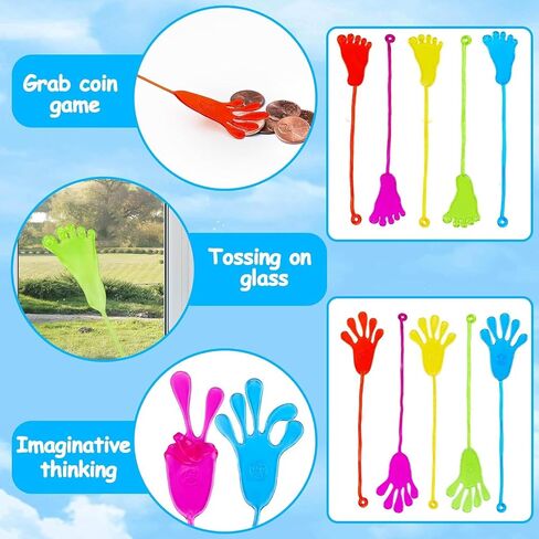 24pcs Sticky Hands Feet for Kid Party Favor Goodie Bag Stuffer Treasure Box Toy Classroom Prize Student Return Gift Bag Stuff Bulk Toy Pinata Filler Elementary School Small Favor Slap Hand Supplies in Saudi Arabia
