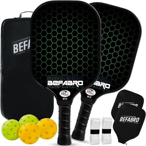 Pickleball Paddles Set of 2 | USAPA Applied Fiber Glass Pickleball Paddles with 4 Pickle Balls, 2 Paddle Covers, 2 Grip Tapes & Carry Bag | Pickle Ball Rackets for Men, Women, Beg & Experts in Saudi Arabia