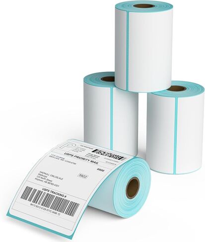 CLASSY 4 Rolls 4" x 6" Direct Thermal Shipping Labels, 250 Labels/Roll, Thermal Labels Compatible with Rollo &Zebra Printer, Perforated,1" Core, Commercial Grade in Saudi Arabia