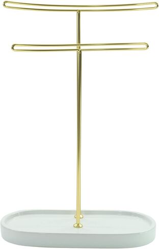 Jewelry Organizer - Jewelry Stand - Holder for Your Earring, Necklace, Bracelet and Headband Storage - Jewelry Organizer Tree Stand - Display Tower Organizer for Jewelry (White with Print + Black) in Saudi Arabia