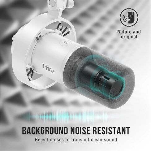 مجموعة ميكروفون بودكاست ديناميكي من FIFINE مع حامل ذراع بوم، وميكروفون ستوديو XLR/USB لتسجيل البث الصوتي، وميكروفون معدني مع صنبور كتم الصوت، ومقبس سماعة الرأس، وذراع بوم عالي التحمل-K688T in Kuwait