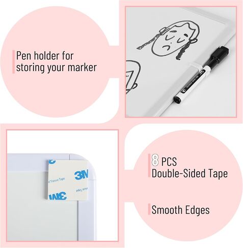 Mr. Pen- Dry Erase Board, 18" x 24" with a Black Marker, Pink Frame, Dry Erase Board for Wall, Magnetic Whiteboard for Wall, Dry Erase Boards, Whiteboards, Magnetic White Board in Saudi Arabia