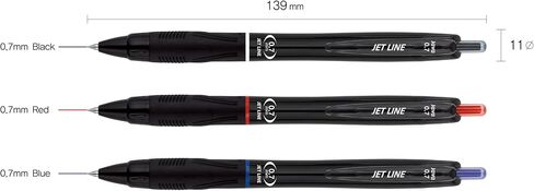 لوازم مكتب قلم حبر جاف JVPEN - كتابة سلسة متسقة، سلسلة Jet-line، بدون تلطخ، أقلام كتابة ناعمة، للمعلم، الدراسة (0.7 مم Jet3B biz baby متنوعة_4 عبوات) in Kuwait