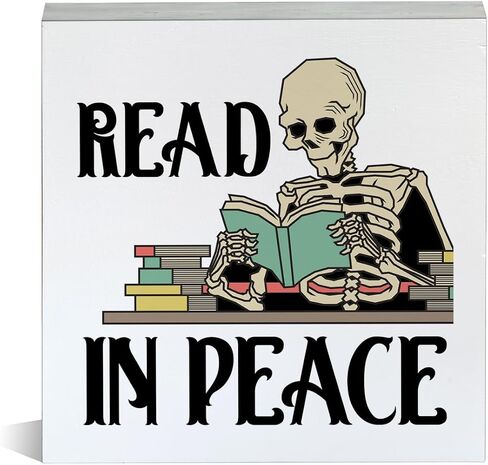 Farmhouse You Can't Buy Happiness But You Can Buy Books Wooden Box Sign Book Lover Wood Block Tabletop Sign Decorative Desk Sign Home Bookshelf Shelf Decor 5 X 5 Inches in Kuwait