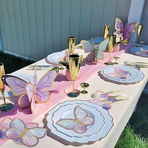 100Pcs Butterfly Napkins, 13 x 13 Inches Purple Napkins, Spring Flower Party Napkins, Butterfly Table Decorations Floral Napkins for Wedding Floral Spring Butterfly Birthday Decorations in Kuwait