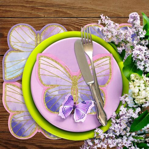 100Pcs Butterfly Napkins, 13 x 13 Inches Purple Napkins, Spring Flower Party Napkins, Butterfly Table Decorations Floral Napkins for Wedding Floral Spring Butterfly Birthday Decorations in Kuwait