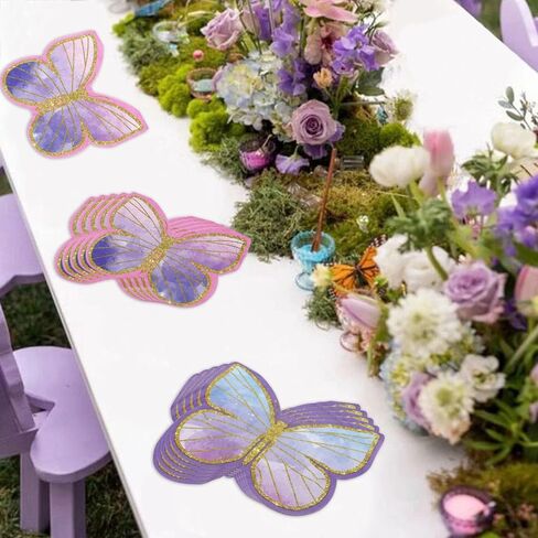 100Pcs Butterfly Napkins, 13 x 13 Inches Purple Napkins, Spring Flower Party Napkins, Butterfly Table Decorations Floral Napkins for Wedding Floral Spring Butterfly Birthday Decorations in Kuwait