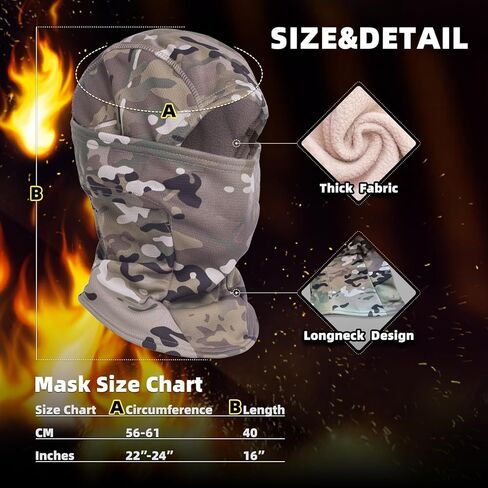 XY3545HS Camo Military Warm Balaclava for Winter Outdoors-Ski Mask，Hunting，Fishing，Motorcycle Windproof，Unisex，Elastic in Kuwait