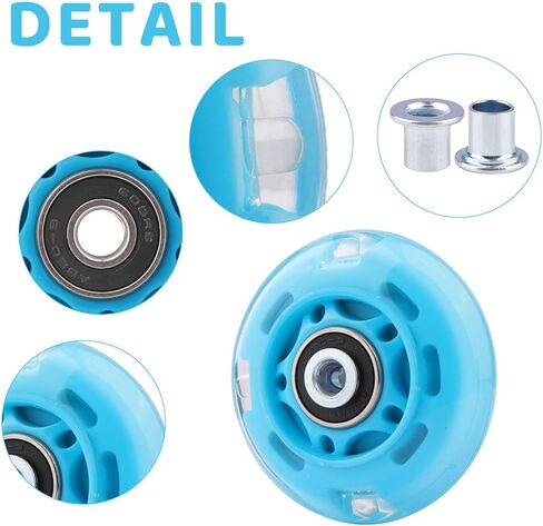 عجلات تزلج مضمنة تضيء 85A عجلات بديلة للاستخدام الداخلي والخارجي مع محامل ABEC-7 للأطفال والبالغين من الشباب، عبوة من 8 قطع (أسود، 76 مم) in Kuwait