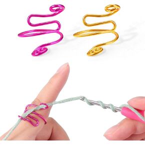 XANGNIER Adjustable Crochet Ring for Finger,Crochet Yarn Tension Rings for Crocheting, Metal Open Yarn Guide Crocheting Loop Ring,Crochet Gifts and Knitting Supplies Accessories Tool,2 PCS