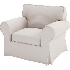 Polyester Flax Sofa Covers Custom Made Compatible for IKEA Ektorp 3 Seat Sofa Slipcovers (Polyester Beige, Ektorp Sofa)
