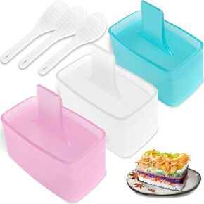 Musubi Mold, 3 Pack Musubi Maker Press, Non-Stick Onigiri Mold Maker Sushi Press Mold for Musubi Home DIY, Kid Lunch Bento (with 3 Rice Ladles)