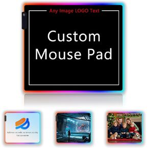 Personalized RGB LED Gaming Mouse Pad Make Your Own Customized Large Gaming Mousepad Custom Mouse Mat for Office Dorm Personalised Gifts Presents for Gaming Lovers, 31.5x11.8in