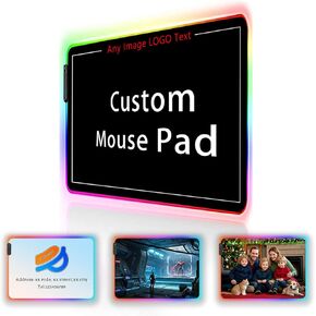 Personalized RGB LED Gaming Mouse Pad Make Your Own Customized Large Gaming Mousepad Custom Mouse Mat for Office Dorm Personalised Gifts Presents for Gaming Lovers, 31.5x11.8in