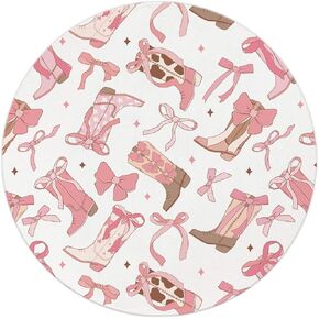 QUICQOD Coquette لوحة ماوس على شكل قوس وردي، لوحة ماوس دائرية عصرية للبنات، هدايا للفتيات المراهقات، وسادات ماوس بقاعدة مطاطية جمالية غير قابلة للانزلاق لديكور مكتب النوم في المنزل والمكتب، 8.7 × 8.7 بوصة in Kuwait