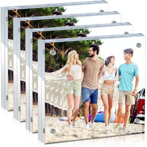 Yalikop 8 Pieces Clear Acrylic Picture Frames Acrylic Photo Frame Desktop Display Double Sided Acrylic Frame Freestanding Floating Frames for Bedroom Living Room Home Office Supplies (3.5 x 5 Inch)