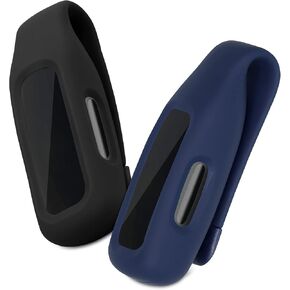 kwmobile 2X Clip Holders Compatible with Fitbit Inspire 3 / Inspire 2 / Ace 3 - Clip-On Holder Replacement Set - Dark Slate/Dark Blue