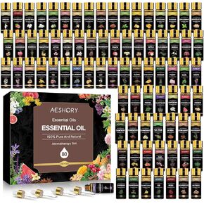 مجموعة الزيوت العطرية الفاخرة - زيوت عطرية طبيعية 100% - مثالية للناشر وصناعة الشموع ومرطب الهواء والعلاج العطري والتدليك وصناعة الصابون وقنابل الحمام، 16 × 5 مل (0.17 أونصة)