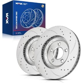 KAX Front 31257 Drilled and Slotted Disc Brake Rotors Fits for Accord 1998-2017 3.0L, Civic 2006-2011 2013-2015 2023, Element 2003-2011, ILX 2014-2015 2.0L, C-R-Z 2016, Fit 2013-2014 -L, 2pcs