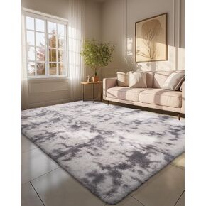 Ophanie Area Rugs for Bedroom Living Room, Grey Fluffy Fuzzy Shag Shaggy Soft Plush Carpet, 4x6 Indoor Floor Gray Rug for Kids Home Dorm Decor Aesthetic