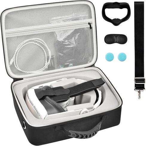 PAIYULE Carrying Case for Meta for Quest 3/ Oculus Quest 2 Advanced All-in-One Virtual Reality Headset/Touch Controllers/Elite Strap VR2 Accessories with Silicone Face Cover, Lens Protector-Black in Kuwait