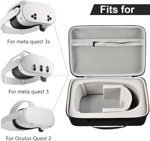 PAIYULE Carrying Case for Meta for Quest 3/ Oculus Quest 2 Advanced All-in-One Virtual Reality Headset/Touch Controllers/Elite Strap VR2 Accessories with Silicone Face Cover, Lens Protector-Black in Kuwait