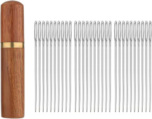 Couple Embroidery Art Sewing Needles Premium Stainless Steel Large Eye Sewing Needles 30 Pieces #24 with Modern Transparent Needle Box Perfect for Embroidery Hand Sewing and Crafts in Saudi Arabia