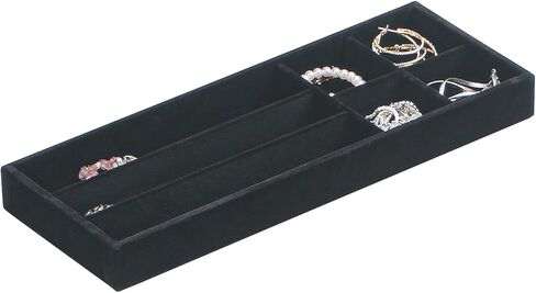 Divided Drawer Organizer Tray, Velvet Jewelry Storage Tray, Necklace Bracelet Ring Earring Display Tray,Bedside Nightstand Desk Holder Tray for Phone Watch Sunglasses Cosmetics Storage/Beige/12grid in Kuwait