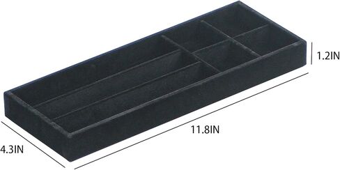 Divided Drawer Organizer Tray, Velvet Jewelry Storage Tray, Necklace Bracelet Ring Earring Display Tray,Bedside Nightstand Desk Holder Tray for Phone Watch Sunglasses Cosmetics Storage/Beige/12grid in Kuwait